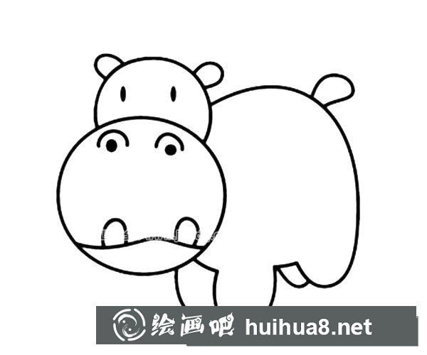 可愛的卡通河馬簡(jiǎn)筆畫圖片