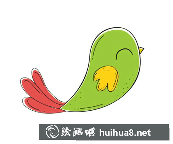 8款可愛(ài)的卡通小鳥(niǎo)簡(jiǎn)筆畫(huà)彩色圖片
