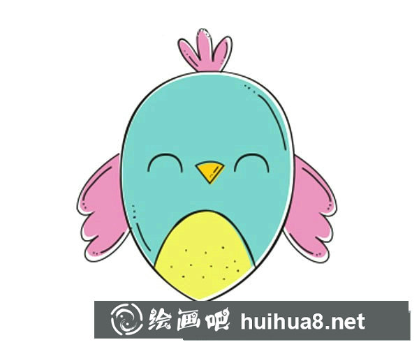 8款可愛(ài)的卡通小鳥(niǎo)簡(jiǎn)筆畫(huà)彩色圖片