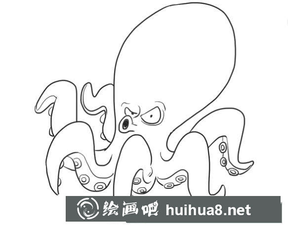 卡通烏賊簡筆畫圖片