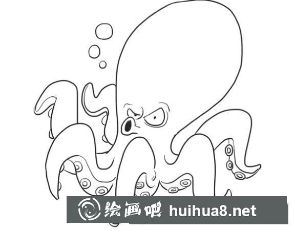 卡通烏賊簡筆畫圖片