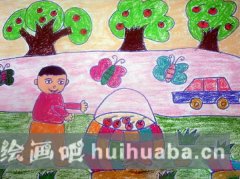 秋天豐收果實(shí)兒童畫(huà)作