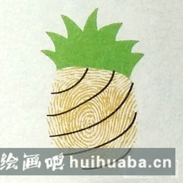 菠蘿指印畫教程 幼兒園小班手指畫圖片