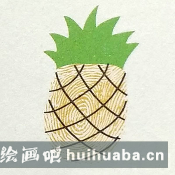菠蘿指印畫教程 幼兒園小班手指畫圖片