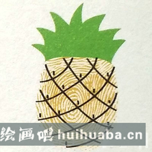 菠蘿指印畫教程 幼兒園小班手指畫圖片