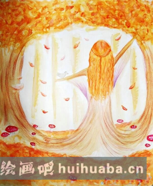 關(guān)于秋天的兒童畫圖片 秋姑娘秋天創(chuàng)意畫作品分享