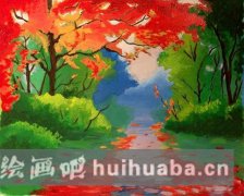 秋日童趣繪景圖