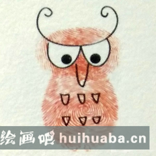 貓頭鷹指印畫教程 簡(jiǎn)單手指畫關(guān)于動(dòng)物的/手指畫圖片