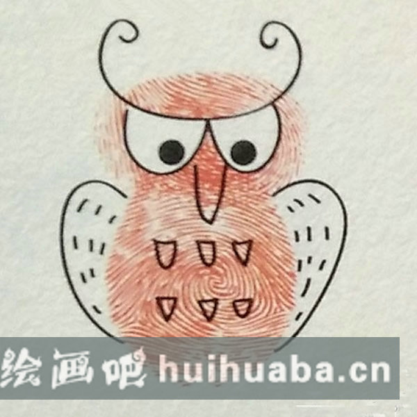 貓頭鷹指印畫教程 簡(jiǎn)單手指畫關(guān)于動(dòng)物的/手指畫圖片