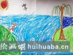 幼兒園兒童描繪春意盎然