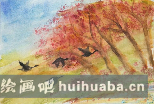秋天的兒童畫 秋天大雁南飛圖片