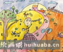 秋日鄉(xiāng)村童趣畫