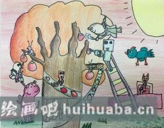 秋收動(dòng)物兒童畫作賞