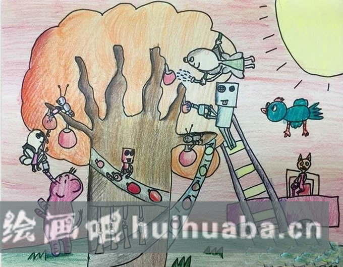 兒童國(guó)秋天的圖畫 秋天豐收動(dòng)物兒童畫