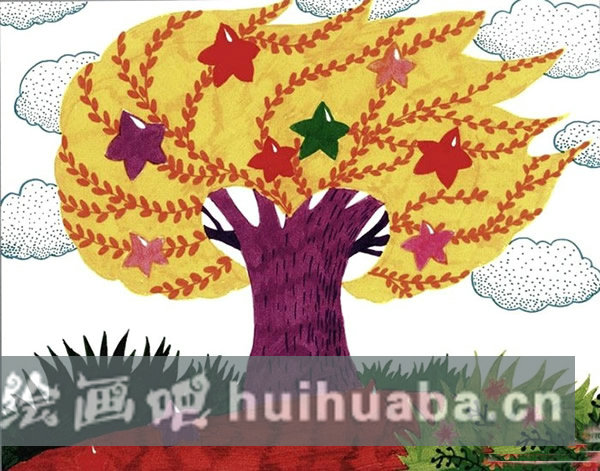 自制許愿樹圖片簡筆畫 兒童水彩畫基礎(chǔ)教程