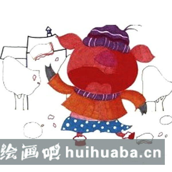 兒童畫基礎(chǔ)教程 小豬吃西瓜兒童畫