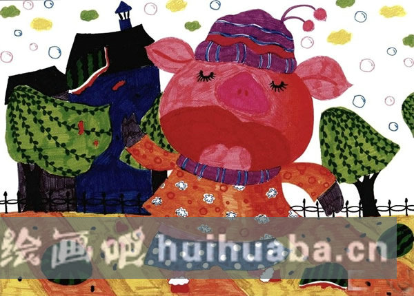兒童畫基礎(chǔ)教程 小豬吃西瓜兒童畫