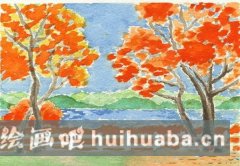 兒童視角秋日公園美景簡筆畫