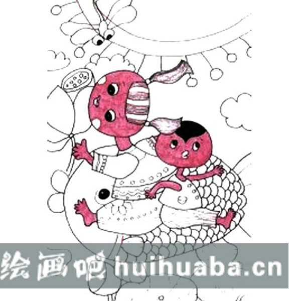 關(guān)于春節(jié)的兒童畫 兒童畫年年有余怎么畫