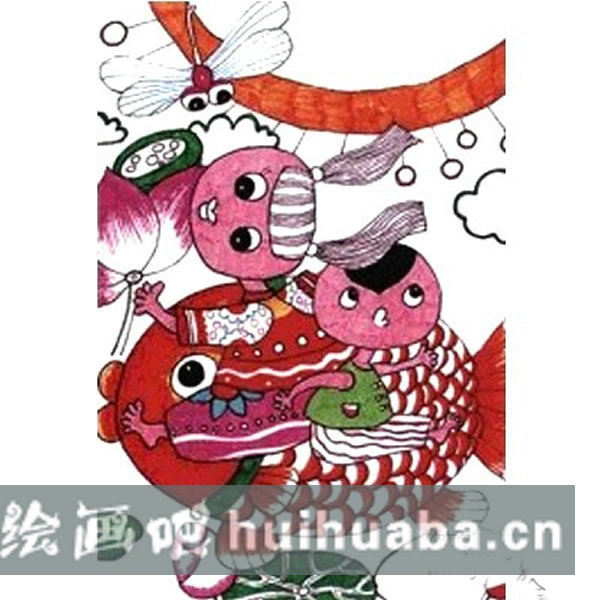 關(guān)于春節(jié)的兒童畫 兒童畫年年有余怎么畫