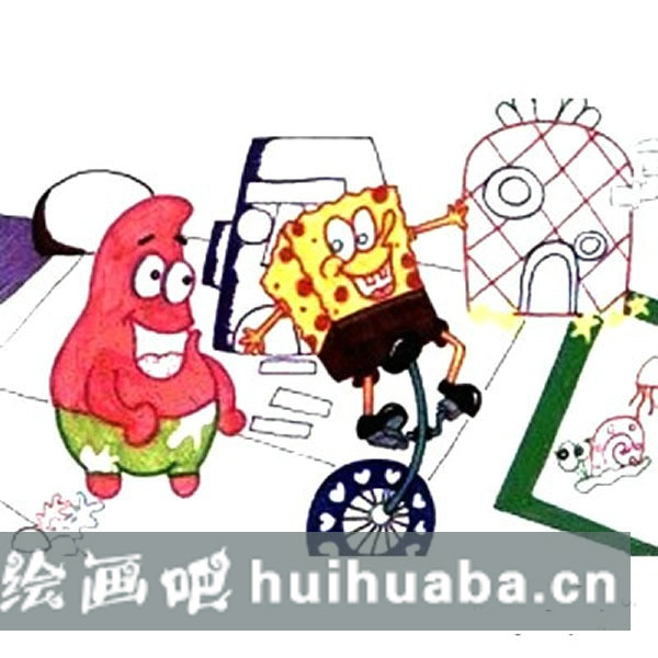 兒童畫基礎(chǔ)教程 海綿寶寶兒童畫美術(shù)教案