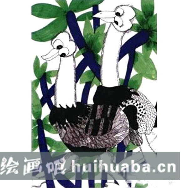 兒童畫基礎(chǔ)教程 鴕鳥水粉兒童畫的畫法