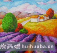 秋日薰衣草園童趣畫