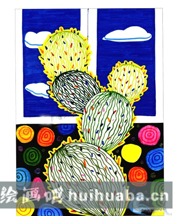 兒童水彩畫仙人掌植物步驟教程 兒童畫仙人掌怎么畫