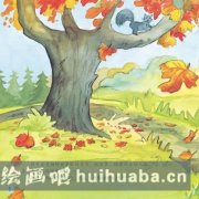 兒童描繪秋天美景畫作