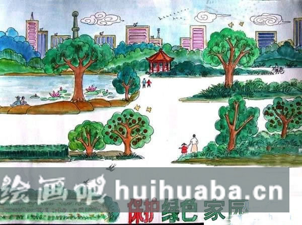 保護(hù)綠色家園兒童畫優(yōu)秀教師范畫