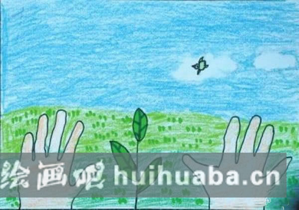 幼兒園大班綠色家園兒童繪畫作品/蠟筆畫圖片