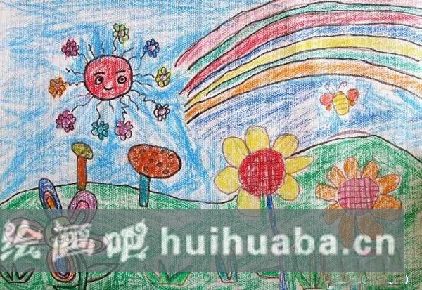 春天里的花朵兒童畫(huà)/蠟筆畫(huà)圖片