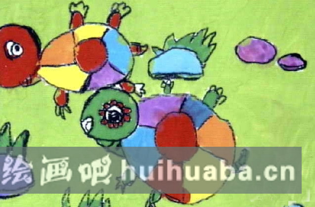 兒童畫可愛小烏龜圖片 兒童烏龜畫最簡單畫法/水粉畫圖片