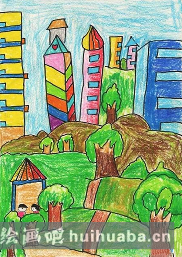 我的美麗綠色家園兒童畫作品欣賞
