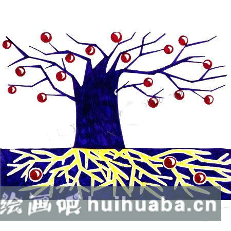 4. 為神奇的樹添加地面和背景，使畫面更加完整。
