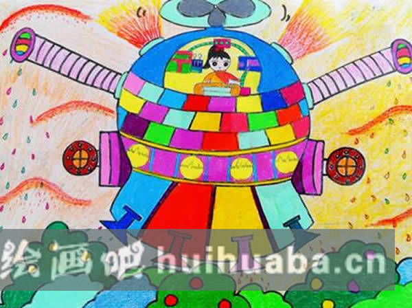 科技暢想未來兒童畫欣賞作品_未來智能化房屋