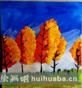 兒童繪秋天樹木畫卷