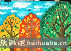 小學(xué)生秋日果樹(shù)畫(huà)卷