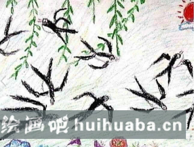 春天里的小燕子兒童畫