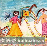 春天風(fēng)箏女孩童趣畫