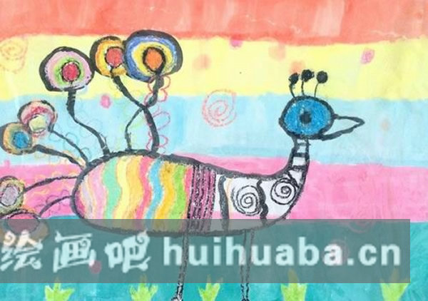 幼兒孔雀兒童畫簡單_簡易孔雀畫的畫法圖片/水粉畫圖片