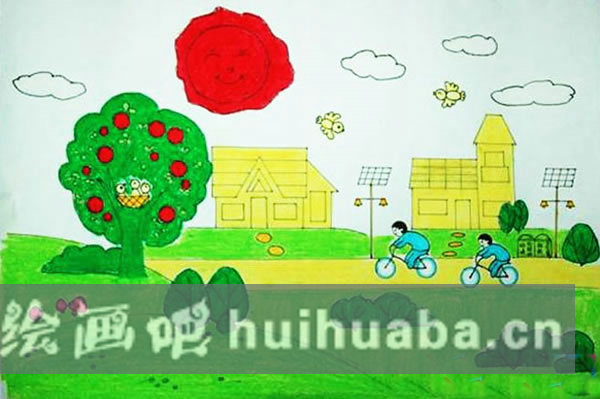 低碳生活綠色家園主題兒童畫作品欣賞
