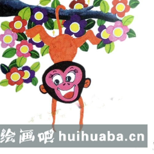 畫一只倒立的小猴子