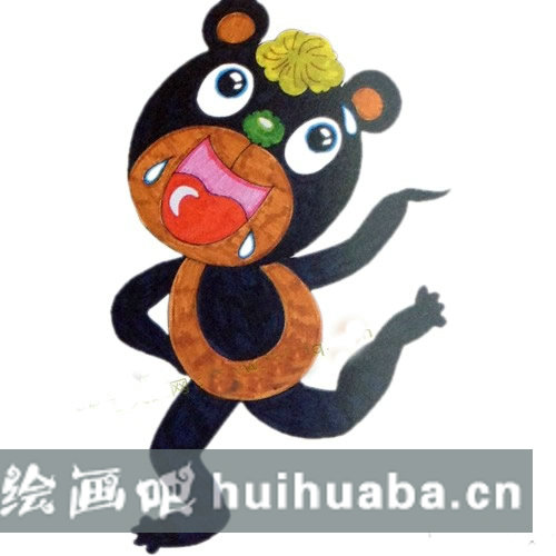 熊瞎子掰苞米兒童畫步驟教程圖