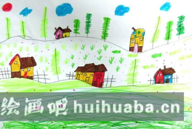 小學(xué)生簡單的春天為主題兒童畫:春天來了