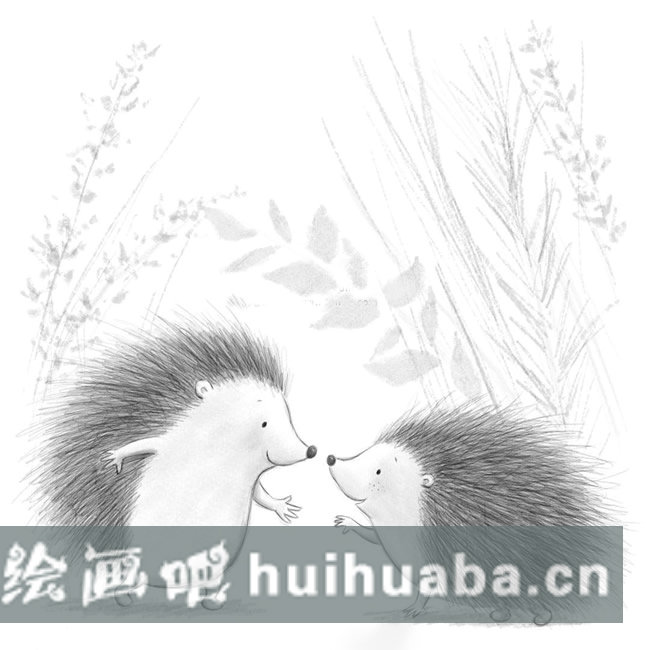 小刺猬簡單的兒童鉛筆畫作品 - 動物素描畫