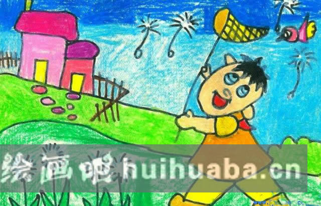 關(guān)于春天小孩捉蝴蝶的兒童畫 - 春天兒童畫簡單的畫
