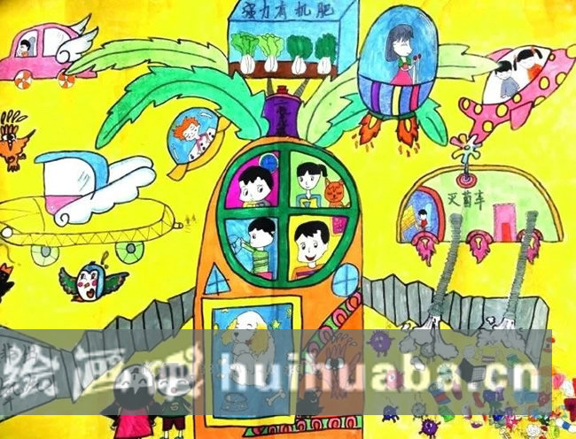 科技暢想未來(lái)繪畫(huà)兒童畫(huà)優(yōu)秀作品欣賞 - 垃圾轉(zhuǎn)換器