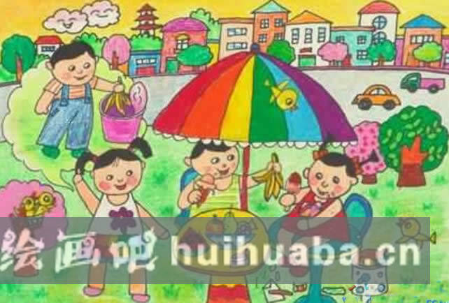 保護(hù)綠色家園兒童畫獲獎(jiǎng)作品欣賞：不亂丟垃圾
