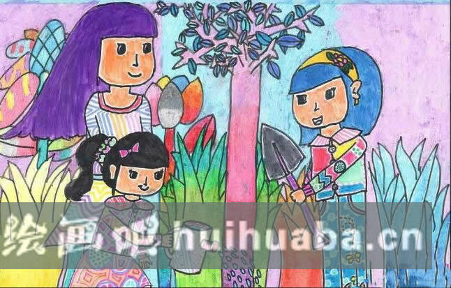 春天植樹主題兒童畫小學(xué)生優(yōu)秀作品